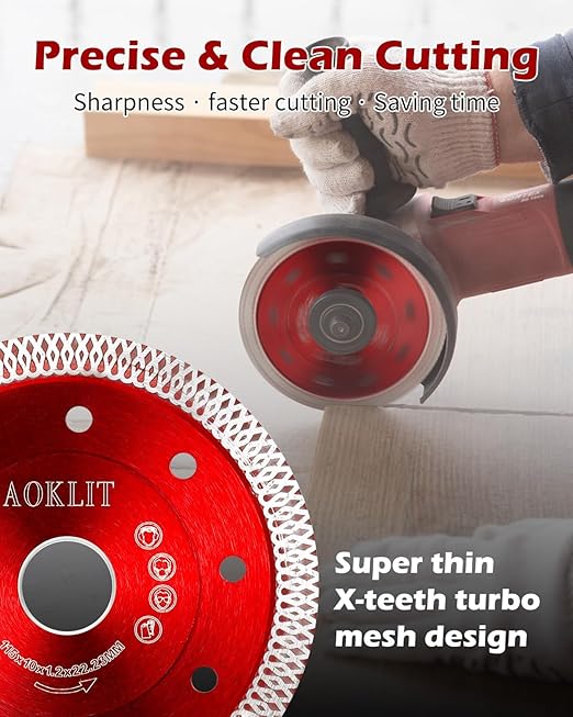 5 Pcs Diamond Saw Blades, 4-1/2" Tile Grinder Blade for Angle Grinder, Super Thin Tile Cutting Disc for Grinder for Cutting Tile Ceramic Porcelain Granite Marbles