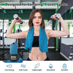 BOGI Microfiber Travel Sports Towel-Quick Dry Towel, Soft Lightweight Microfiber Camping Towel Absorbent Compact Travel Towel for Camping Gym Yoga Swimming Backpacking (XL:72''x32''+16''x16''-Blue)