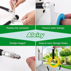Sewer Jetter Kit for Pressure Washer,Water Jet Drain Cleaning Hose with Corner Rotating Button Spring Nose 1/4" NPT Sewer Cleaning Tool High-Pressure Nozzles,5800 PSI 150 FT