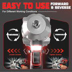 Cordless Impact Wrench 1/2 inch for Milwaukee 18V Battery, 900FT-LBS(1200N.m) Brushless Electric Impact Gun for Car Home, High Torque Power Impact Driver with 6Pcs Sockets & Storage Case (No Battery)