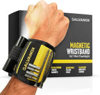 Galvanox Magnetic Wristband with Hands-Free Work Light (3-Mode) for Holding Screws Nails and Drill Bits, Durable Nylon with Powerful Magnets - Tool Gift for Men, Dad, Husband, Handyman (Yellow)