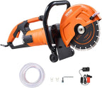 VEVOR Electric Concrete Saw, 9 in Circular Saw Cutter with 3.5 in Cutting Depth, Wet/Dry Disk Cutter Includes Water Line, Pump and Blade, for Stone, Brick, Porcelain, Concrete, 1800W Motor