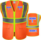 BeautyWill Custom Safety Vest Customized Logo Class 2 High Visibility Reflective Vest with Pockets Construction workwear