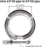 LokoCar 2.0 Inch V Band Clamp with Flange Male Female Stainless Steel 2Pcs