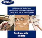 3 in 1 Professional Jeweler's Saw Set Saw Frame 144 Blades Wooden Pin Clamp Wood Metal