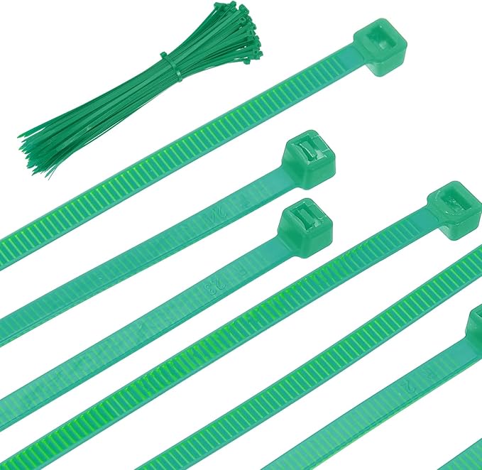 PATIKIL Cable Zip Ties 12 Inch, 100 Pcs Self-Locking Nylon Wire Tie Wraps Heavy Duty Cord Management with 50 lbs Tensile Strength for Indoor and Outdoor, Green (0.2" W)