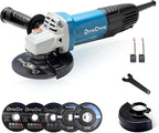 DongCheng Angle Grinder 4-1/2 inch 6.7-Amp Paddle Switch 11800RPM Power Electric Grinder Tools with Cutting & Grinding Wheels, Flap Discs, Auxiliary Handle for Metal & Rust Removal, Beginner-Friendly