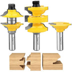 1/2 Inch Shank 3 Piece Router Extension Tenon Drill Bit Set for Entry Door Rails and Door Frame Wood Milling Cutter Door