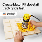 MICROJIG Matchfit Grid Router Guide – Precision Dovetail Clamp Track Jig for Woodworking, Easy Self-Indexing 4" Spacing, Build Custom Workbenches, Jigs & Sleds, MFRG-400-000