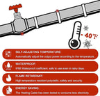 Giraffe Tools 50FT Heating Cable for Pipe Heavy-Duty, Self-Regulating, Freeze Protection for Roof, Plastic and Metal Water Pipes 120V 533W, Down to -40℉
