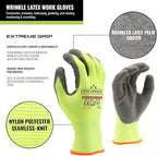 linconson 12 Pack Safety Performance Series Construction Mechanics Wrinkle Latex Work Gloves