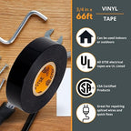 GTSE Black Electrical Tape, 120 Rolls Bulk Box – Waterproof, Industrial Grade Vinyl, 3/4 in x 66ft– Strong Self-Adhesive PVC Electric Tape for Wire Insulation, 7 Mil, 600V – UL/CSA Listed