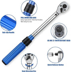3/8-Inch Drive Click Torque Wrench, Dual-Direction 72-Tooth Torque Wrench Set 7.4-44.3 FT.LB/10-60 Nm Dual Range Scales Torque Wrench for Bike, Motorcycle, Car Spark