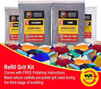 Refill Grit Kit w MJR Tumblers Premium Quality Extreme Polish 12,000 Grit Sub Micron Aluminum Oxide Polish for Unparalleled Result. For 40lb Rock Tumblers w Silicon Carbide, Disabled and Veteran Owned