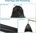 80 PCS Portable Toilet Bags with Drawstring, Biodegradable Porta Potty Bags - 8 Gallon Thickened Waste Bags Fit for 5 Gallon Bucket, Camping Poop Bag, Trash Bags for Home Boating Travel Outdoor