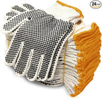 Evridwear Cotton Polyester String Knit Shell Safety Protection Work Gloves for Painter Mechanic Industrial Warehouse Gardening Construction Men & Women 12 Pairs, With Two Side dots, S Size