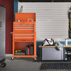 8 Drawer Tools Chest,42.9 inch Tool Cabinet with Universal Lockable Wheels，Organizable Tool Box with Detachable Top Box for Workshop，Orange