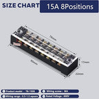 Terminal Block (2 Sets) 2Pcs 8 Positions Dual Row 600V 15A Screw Terminal Strip Blocks with Cover&2Pcs Pre-Insulated Barrier Termina Block Strip&16Pcs Insulated Fork Wire Connector