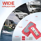 300A Bus Bar 12v Power Distribution Block 4 x 5/16"(M8) Terminal Block Heavy Duty Waterproof Buss Bar Junction Block Marine Battery Bus bar for Automotive Boat Solar System(Red)