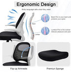 HYLONE Tall Drafting Chair Standing Desk Chair with Flip-Up Armrests, Adjustable Height Ergonomic Office Chair with Footrest Ring - High Stool Chair for Standing Desk (Black Mesh&White Base)