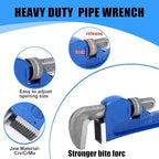 Gisafai 36" Straight Heavy Duty Pipe Wrench Set Plumber Adjustable Water Alloy Steel Grip Plumber's Wrench Plumbing Tools, Blue