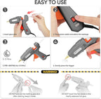 ROMECH Full Size Hot Glue Gun with 60/100W Dual Power and 21 Hot Glue Sticks (7/16"), Fast Preheating Heavy Duty Industrial Gluegun with Storage Case for Crafting, DIY and Repairs (Gray)