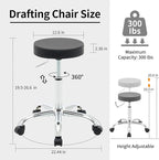 Rolling Office Stools, Adjustable Drafting Stool on Wheels 19.5’’-26.6’’, Black Ergonomic Office Chair (Black)
