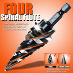 Four Spiral Flute Step Drill Bit for Metal,M35 Cobalt Unibit Step Drill Bit Set 3/16" - 7/8"(12 Sizes),Wear-Resistant AlTiN Coated,1/4" Hex Shank for Metal, Stainless Steel, Aluminum, Plastic