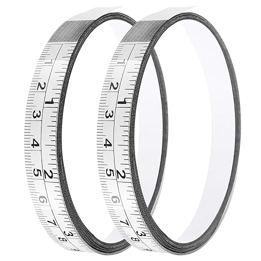 Adhesive Measuring Tapes,Steel Self Tape Measure,1/2" Wide Imperial & Metric Ruler Sticker, Stick On Table Saw and T Track for Woodworking, Drafting (White, Right to Left 78" 2PCS)