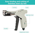 Metal Zip Ties Cutter Stainless Steel Cable Tie Gun can adjust tightness One hand type for Self-Locking Stainless Steel Cable Ties Heavy Duty Tensioning Cutting Tool