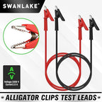 SWANLAKE 2-Piece Dual-Ended Alligator Clip Test Leads, 1000V 15A 3.5ft/1M Electrical Alligator Clips, Flexible Copper Cable Crocodile Clip, Electrical Wires with Gator Clips