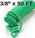 Wellmax Diamond Braid Nylon Rope - 3/8 Inch by 50 Feet Green Color - Extra Strength, Sunlight and Weather Resistant - Heavy Duty Construction