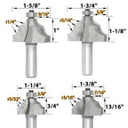 4Pcs Wavy Edge Molding Router Bits,1/2" Shank,3/4",7/8",1-1/8",1-1/4" Cutting Height for Wood Table Edging,Picture Frames Profiling,Furniture Moulds Projects with Bearing Guided