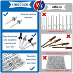 smseace 200Pcs 3/16"x1/2" Pop Rivets with Washer Assortment Kit 4.8x12.7mm Pop Rivets and 3/16" 304 Stainless Steel Backup Washers Aluminum Rivets kit for Metal/Furniture/Automotive/Instruments