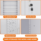 Aobabo 73''H Metal Garage Storage Cabinet with Wheels and Pegboards, 4 Adjustable Shelves Steel Storage Cabinets for Home,Warehouse,Garage,Assembly Required,White