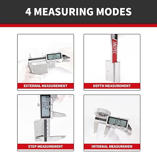 6 Inch/ 150mm IP54 Grade Stainless Steel Digital Caliper & Stainless Steel Rule, Inch/Millimeter/Fraction Conversion, IP 54 Splash Proof Protection Design, Large LCD Screen