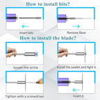 Electric Engraving Pen with Light, Mini DIY Electric Etching Machines with 44 Bits,USB Rechargeable Cordless Rotary Tool,Engraving Pen for Metal, Wood, Glass and Plastic（Gradient Purple）