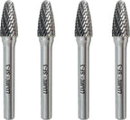 SF-3 Tungsten Carbide Burr Tree Shape Radius End Double Cut Rotary Burr File with 1/4'' Shank, 4pcs by LU&MN