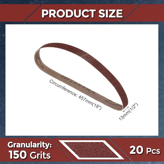 20 Pcs Sanding Belts 1/2 x 18 Inch 150 Grit Aluminum Oxide Abrasive Sandpaper for Belt Sander Metal Grinding Wood Working Weld Rust Removal