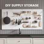 Pegboard, Metal Peg Board, Pegboards Wall Organizer with 38 Pcs Hooks, Sturdy Peg Board for Garage Tool Organization, Home & Office Wall Decoration (White, 2 Pack)
