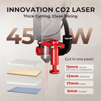 Monport Reno Pro 45W Desktop CO2 Laser Engraver＆Cutter,16x12 Workbed Laser Engraving Machine with New Semi-Autofocus, Control Panel, 2 Working Platforms, Z-axis Adjustable for Wood Acrylic Glass More