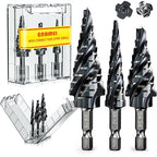 M35 Cobalt Step Drill Bit Set, TiAlN Coated Unibit Metal Hole Cutter 1/8"-7/8"(3pcs), High Speed Steel with 4 Spiral Flutes, Hex Shank for Stainless Steel, Wood, Plastic