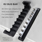 600 A High Current Copper Bus Bar 300V AC / 48V DC 8 Way 3/8 inch (M10) Studs 8#8-32 Screws Electrical Terminal Ground Distribution Block Battery Buss Bars with Cover (Black)