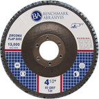 Benchmark Abrasives 4.5" x 7/8" Premium Zirconia T29 Angled Flap Discs 4 1/2 for Angle Grinder, Sanding Discs, Finishing, Rust, Stock Removal- Grinding Wheels 4 1/2 Inch (100 Pack) - 60 Grit