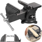 6" Heavy Duty Bench Vise, Pipe Vise Bench Vices with Anvil Swivel Table Top Clamp Locking Base, Double Swivel Rotating Vise Head& Body Rotates 360°-Black