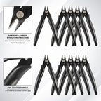 YaeCCC 10 Pack Wire Cutters Black Diagonal Cutting Pliers for Electronic, Model, Jewelry Making, 170 Flush Cutter 5 inch