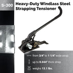 IDL Packaging S-300 Steel Strapping Tensioner for up to 1 1/4" Width Strapping - Heavy-Duty Windlass Tensioner Provide The High Tightening Force - Feedwheel Banding Tool with Long Service Life