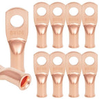 10 PCS 8AWG - 1/4''Stud Heavy Duty Copper Terminals,Battery Cable Crimp Lugs,Battery Cable Ends, Bare Copper Eyelets Tubular Ring Terminals,Closed End Crimp Electric Connectors
