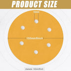6 Inch - 6 Hole Hook and Loop Sanding Discs 220 Grit, Random Orbital Sandpaper for Automotive and Woodworking - 100 Pack