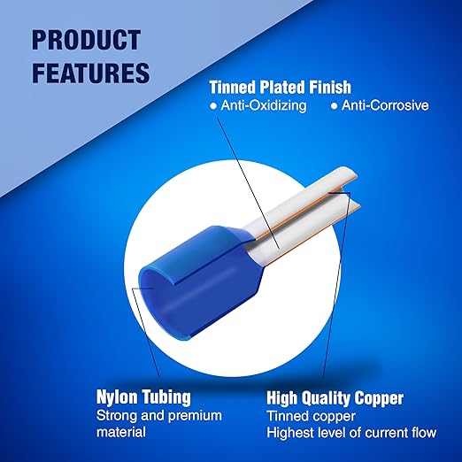 New Age America® 390pcs Wire Ferrules Kit | AWG 16-2 | Copper & Nylon | Uninsulated & Insulated Cord Pin End Terminal | Wire Ends Terminal Kit | AWG 16, 14, 12, 10, 8, 6, 4, 2 | Crimp Connectors